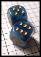 Dice : Dice - 6D Pipped - Blue Chessex Phantom Teal with Gold - Toad and Troll Dec 2010